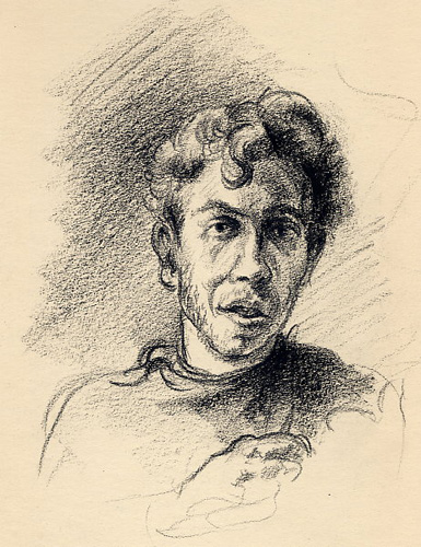 Captivité Allemagne 1941 Schneider, portrait Craie noire 285 x 220 Daté 9.03.41