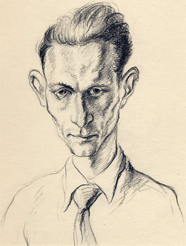 Captivité Allemagne 1941 Soulard, portrait à la cravate AK 637. Crayon noir gras. 290 x 235 Daté 1.06.41