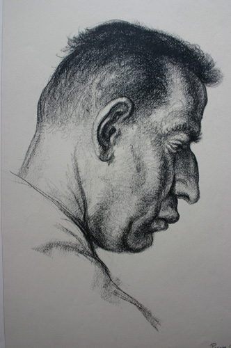 Captivité Allemagne 1942 Laval de profil AK 637. Craie noire 400 x 270 Daté 6.42